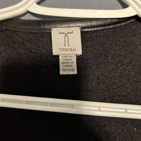 Boiled Wool Coat With Faux Leather Trim - Picture 10 of 11